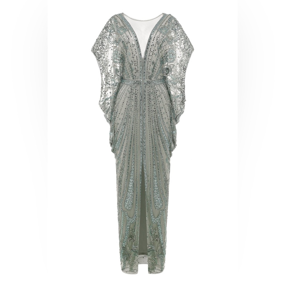 Retro Batwing Sleeve Sequin Evening Gown - Picture 3 of 5